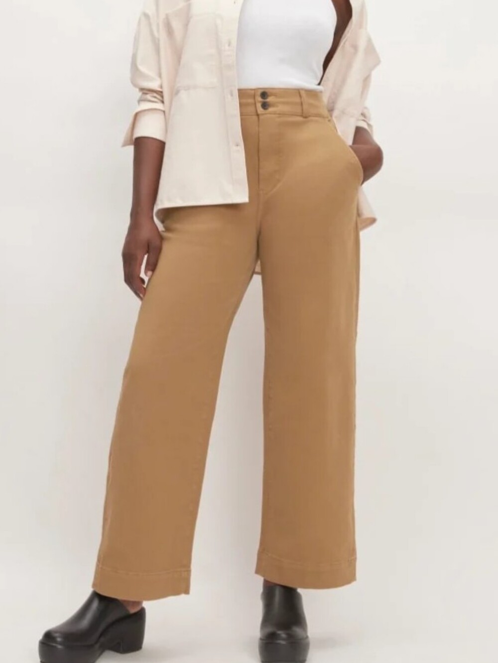 Everlane Organic Wide-Leg Pants in Camel